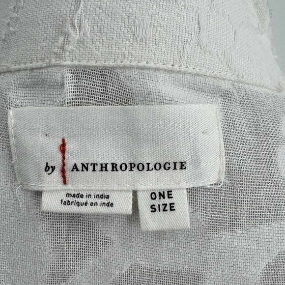 Anthropologie Textured Collared Kimono Open Front Duster Jacket White One Size - Picture 10 of 13